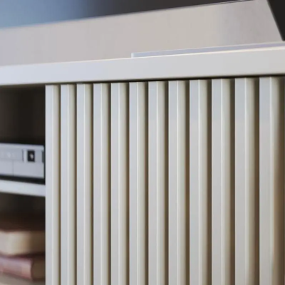 Rack Bancada Ambiente Santorini Off White Matte Freijó Rack Bancada Ambiente Santorini Off White Matte Freijó